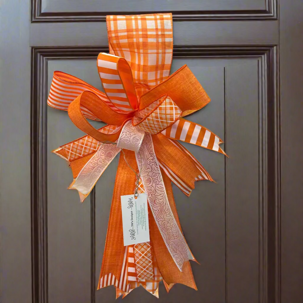 Large Outdoor Orange and White Bow